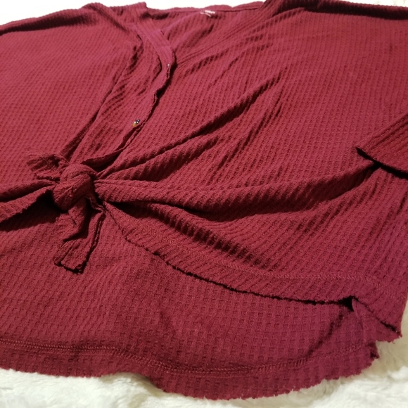 AMP Top Womens Size Xlarge Cropped Wine/Burgundy Maroon - Picture 4 of 10